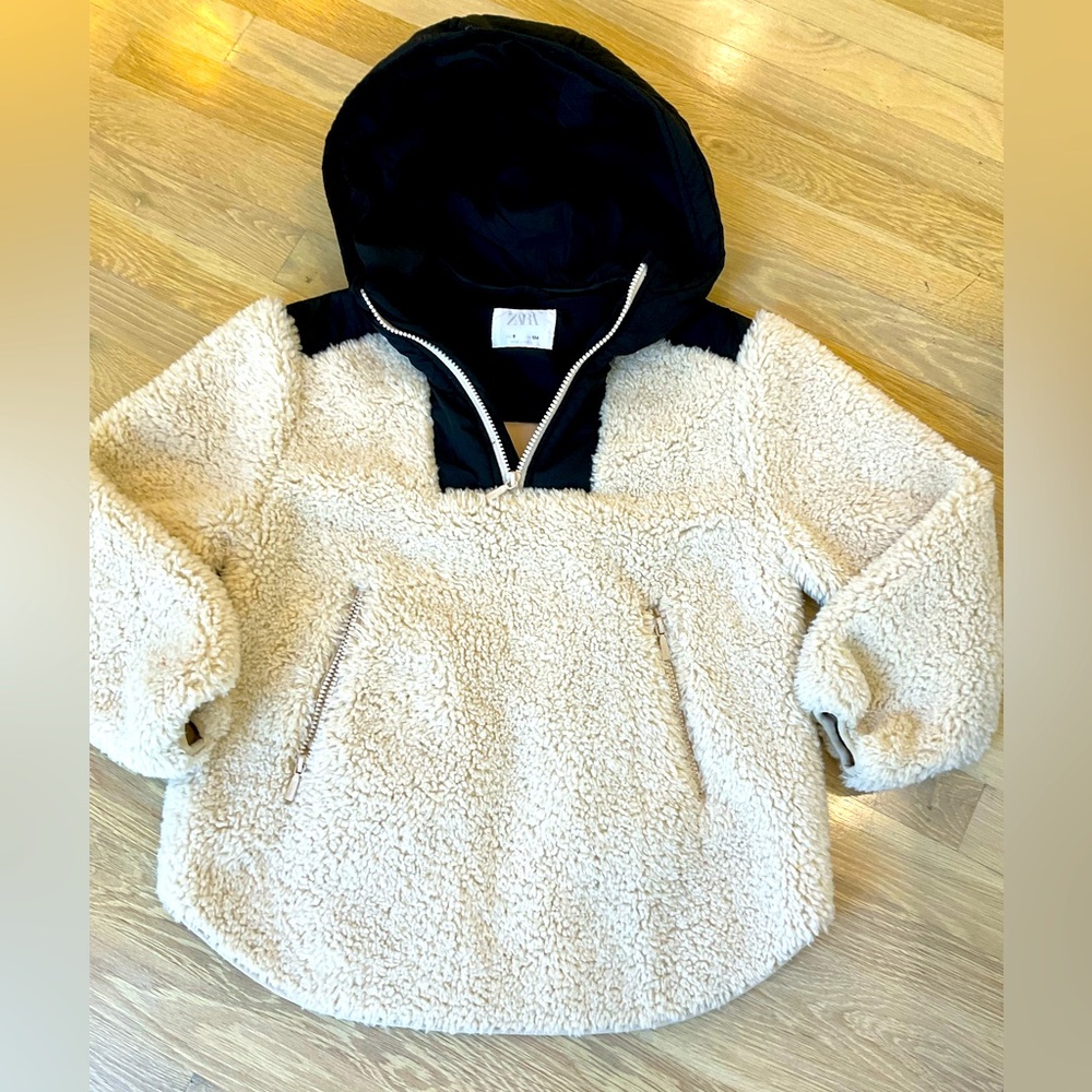 Zara Girls Sherpa Hooded Pullover size 9